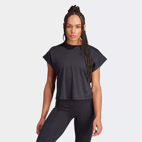 adidas Tops - Adidas Yoga Studio T-Shirt Black L Large Size Polyester Relaxed Fit